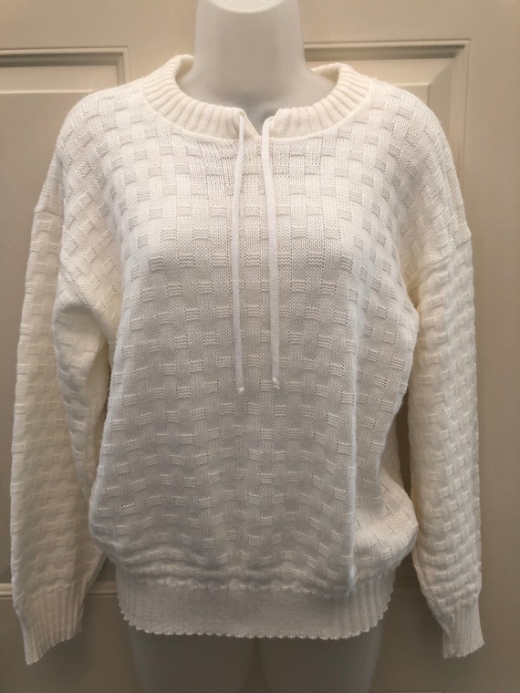 80s Western Sportswear Off-white Sweater Drawstring Neck - Etsy