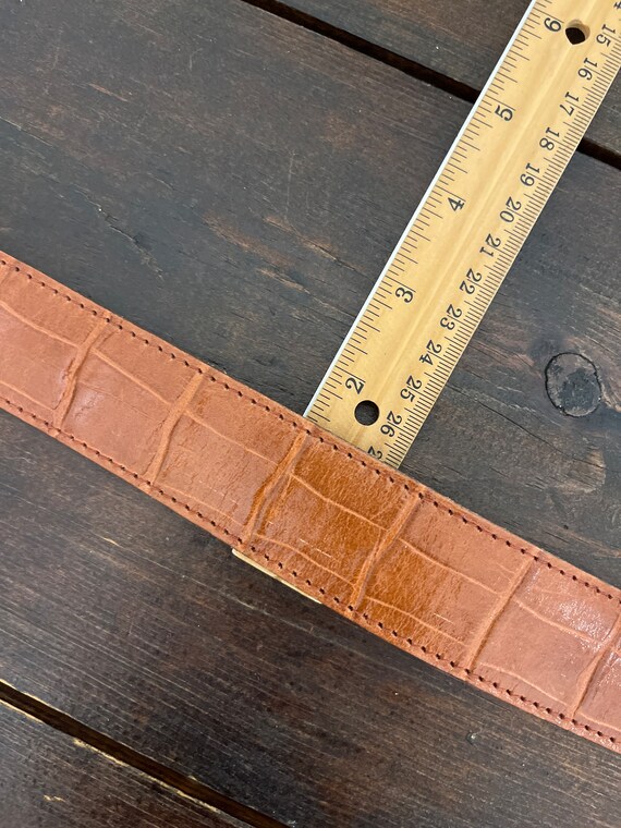 90s Spiegel leather chain belt, faux croc belt, b… - image 10