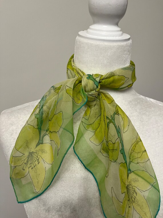 60s Vera floral scarf, verasheer silk vinal scarf… - image 2