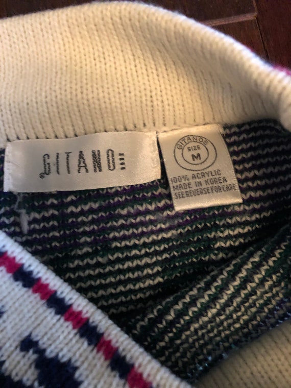 80s Gitano floral sweater, mock neck floral snowf… - image 9