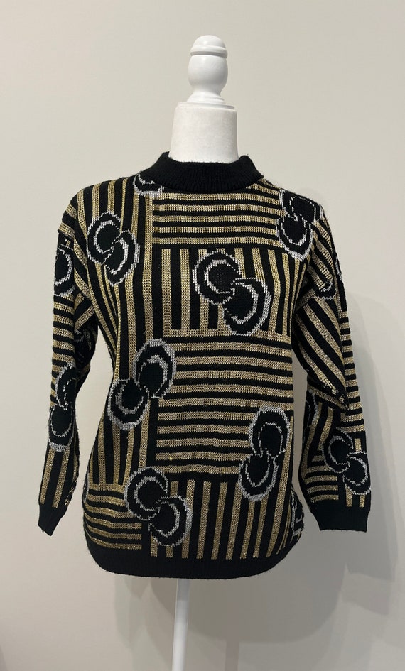 80s metallic sweater, Kate Collins acrylic lurex s