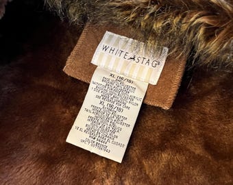 WHITE STAG ダークブラウン ファーコート ビンテージ ダブルブレスト Vintage Faux Suede Faux Fur Collar Coat, 00's White Stag Brown