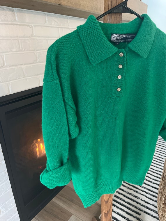 80s green shetland wool sweater, Windsor Shirt Co… - image 10