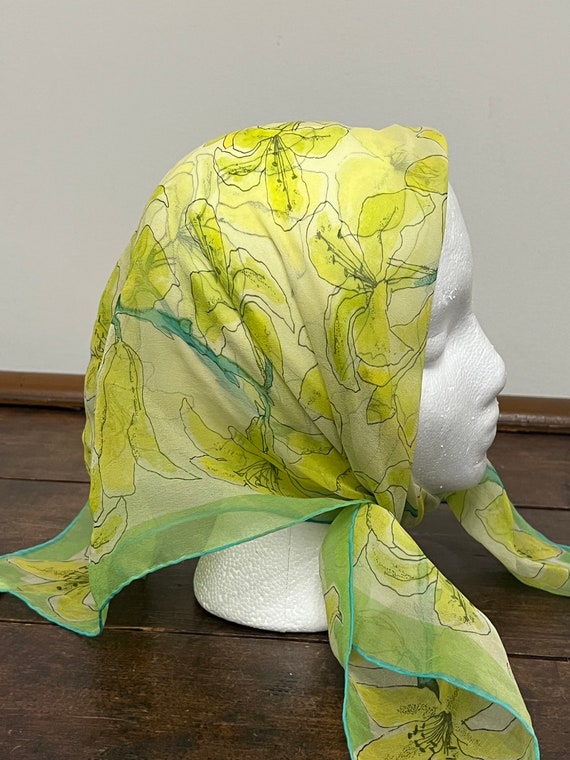 60s Vera floral scarf, verasheer silk vinal scarf… - image 7