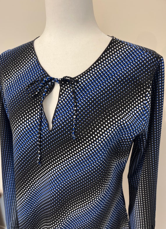 90s does 70s Giorgio Fiorlini blouse, blue polka … - image 3