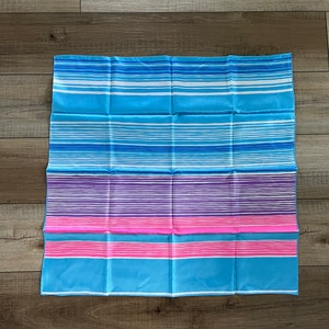 60s 70s striped scarf, blue pink purple scarf, mod striped scarf, vintage striped scarf, polyester head scarf, groovy neck scarf, boho scarf