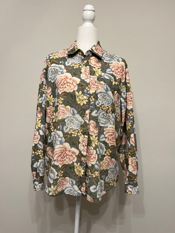 90s Lizwear floral shirt, ladies floral blouse, co