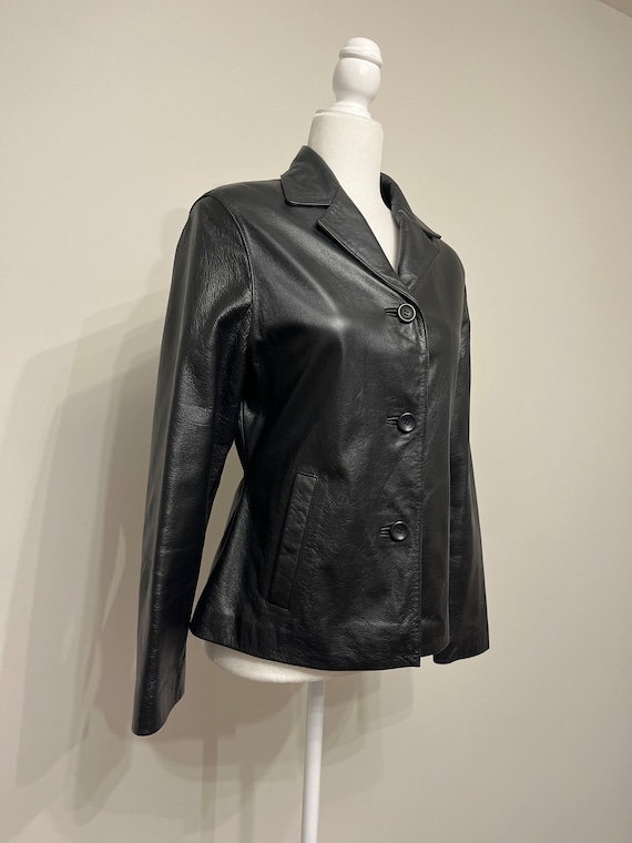 90s black leather jacket, Beyond Sport black leat… - image 1