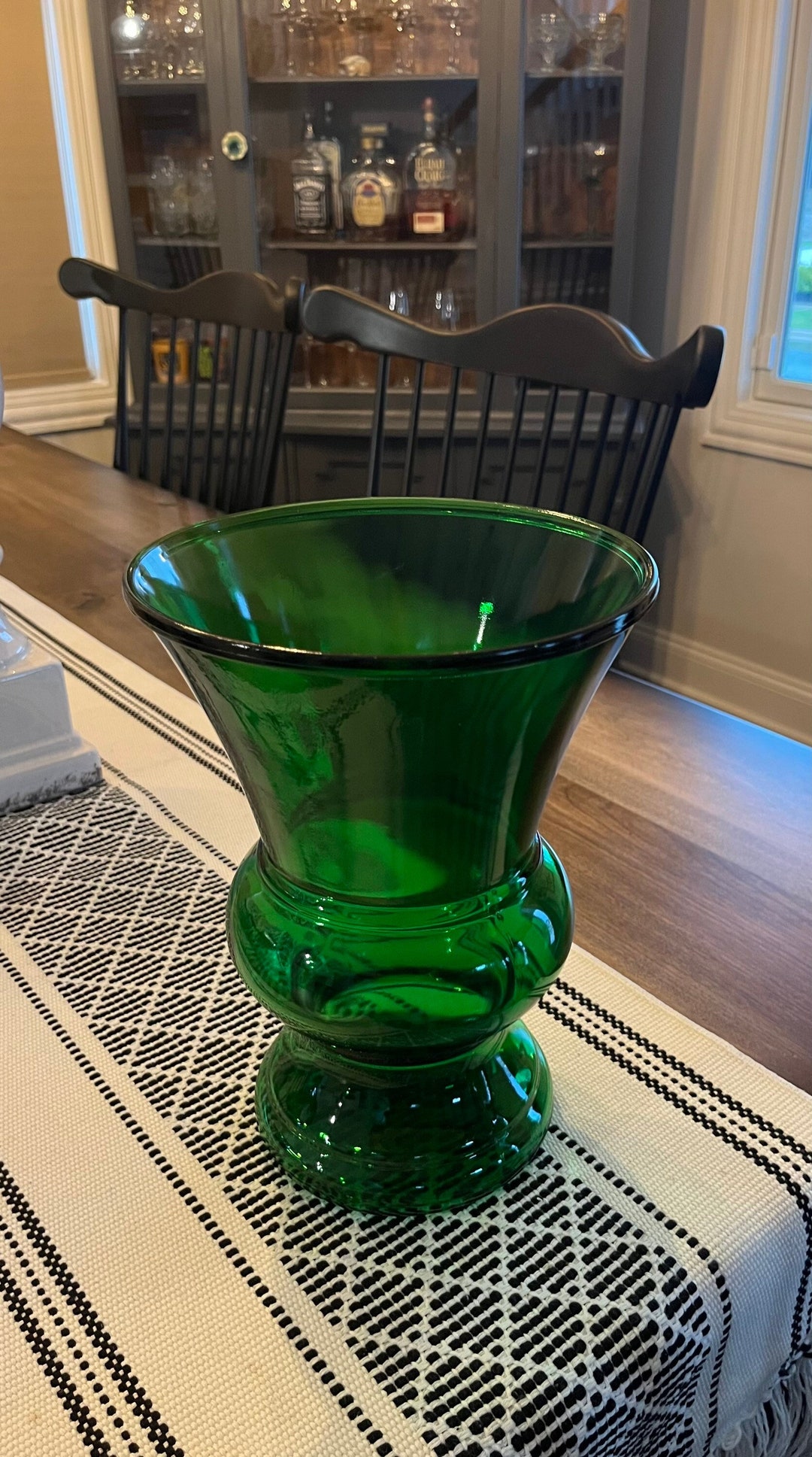 Vintage NAPCO Green Glass Vase Large Green Vase Bohemian Etsy
