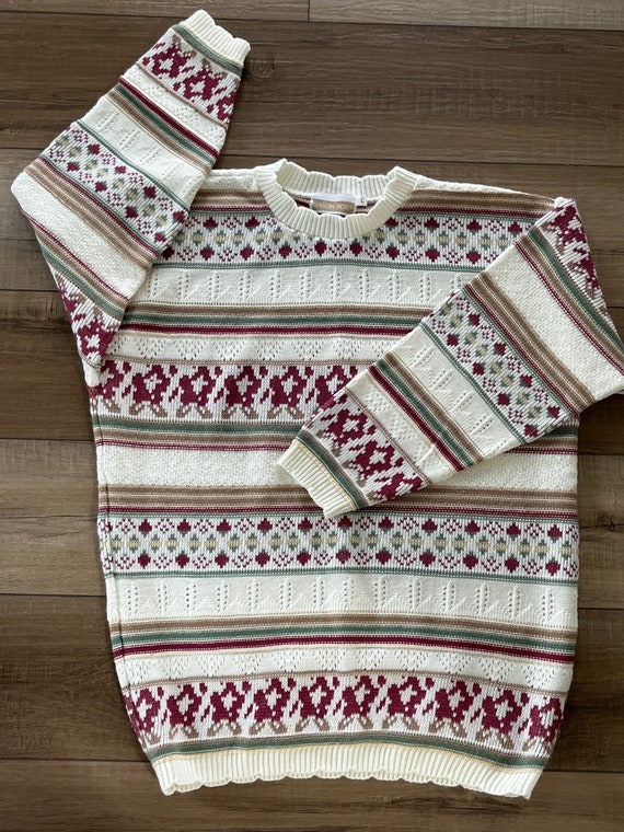 80s Season Ticket cabin sweater, patterned acryli… - image 6