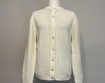 70s 80s Puritan Men's Golf Cardigan, Ivory Orlon Acrylic Cardigan