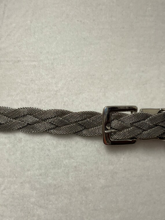 Vintage silver braided belt, silver belt, 80s bel… - image 10