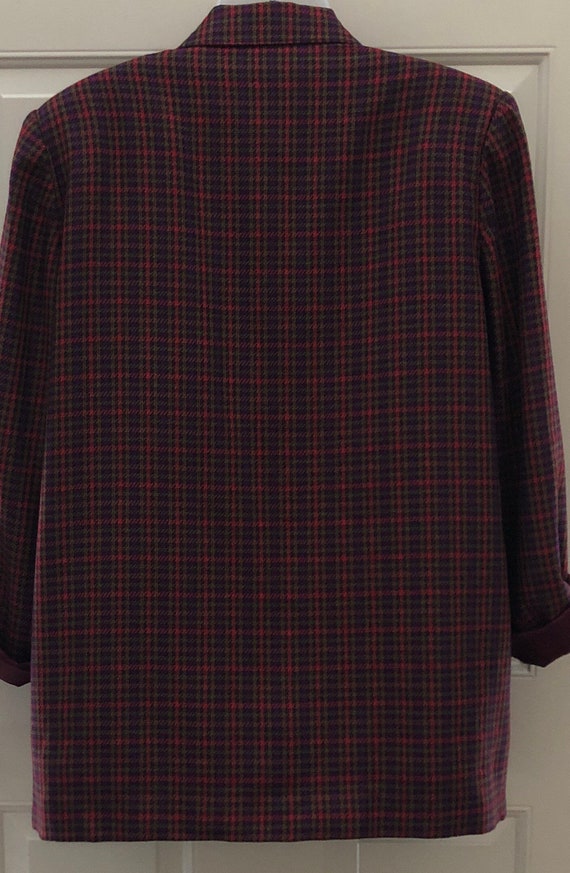 90s oversized checked blazer, Sag Harbor red purp… - image 6