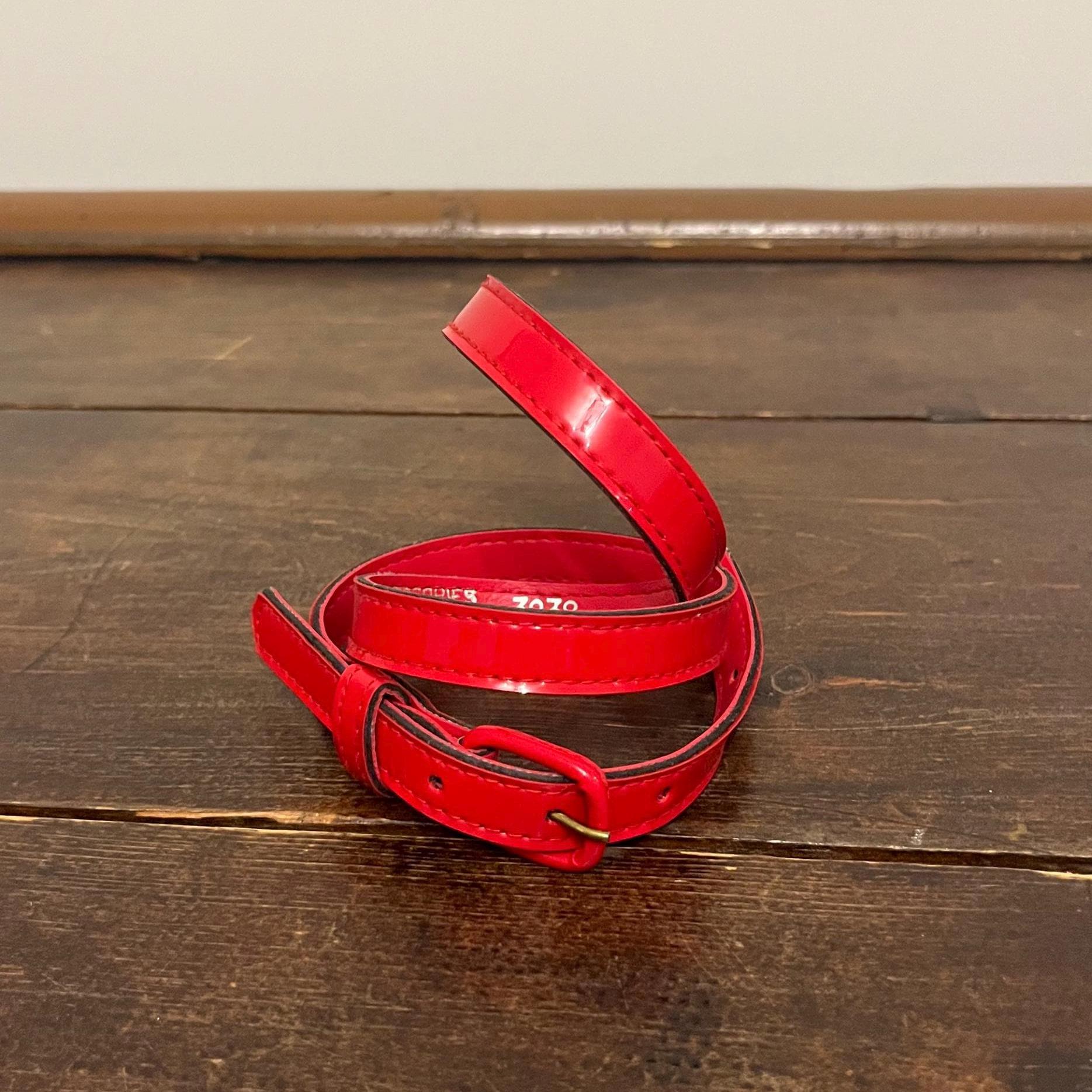 Vintage 80s Red Patent Leather Belt - Accessories by Pearl 