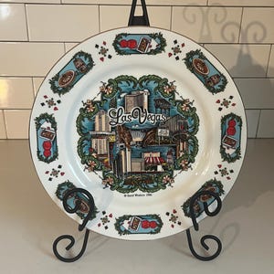 Vintage Las Vegas plate, 1986 Karol Western Las Vegas plate, Las Vegas souvenir plate, Las Vegas Nevada plate, 80s Las Vegas strip plate