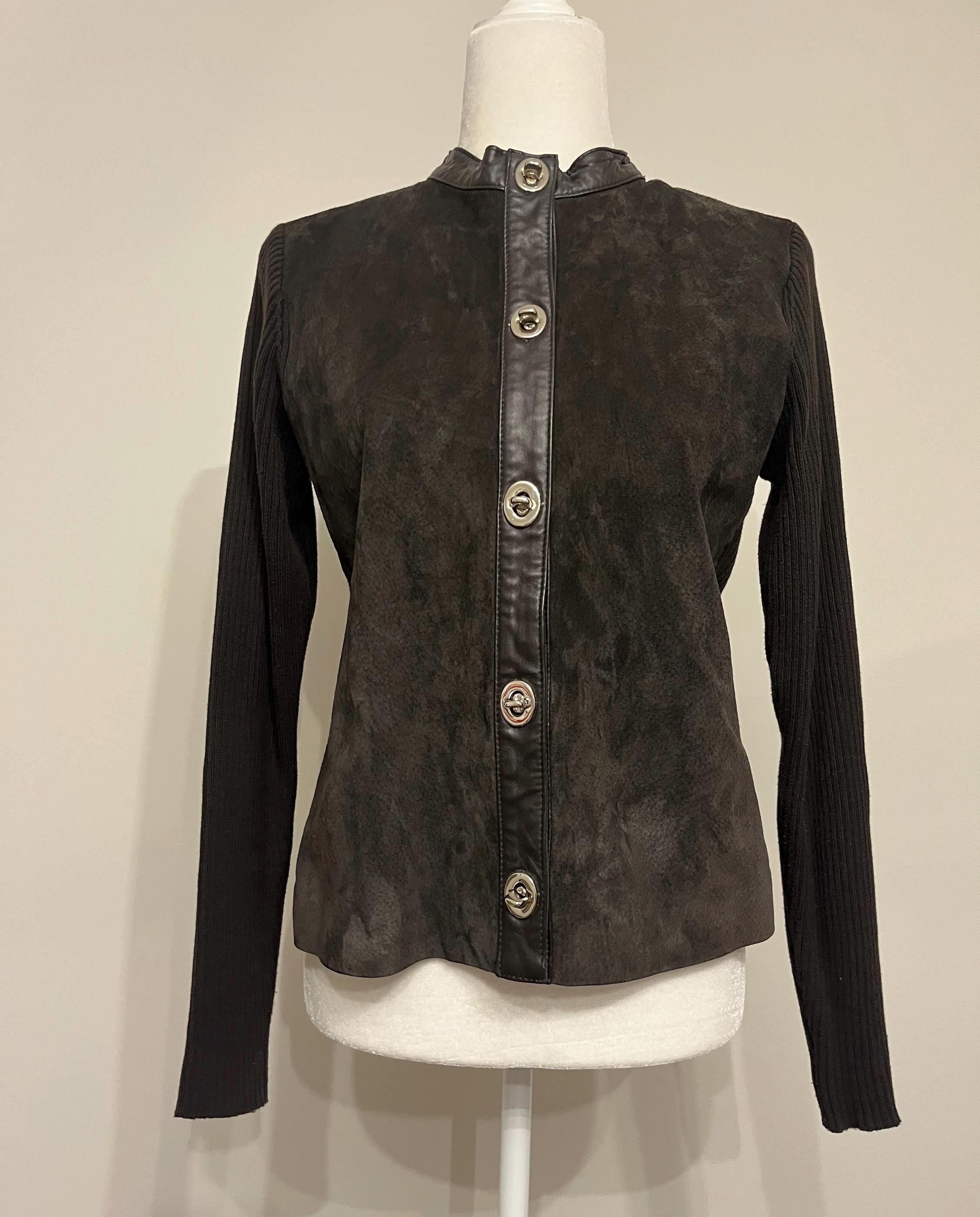 Leather Front Cardigan - Etsy