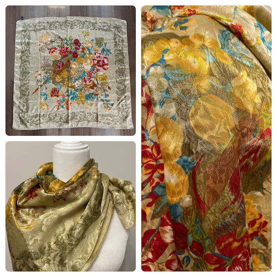 期間限定 セール - 売れ筋ランキングをチェック Floral Large Axcess 80s Scarf, Square Scarf, Shawl Polyester 小物