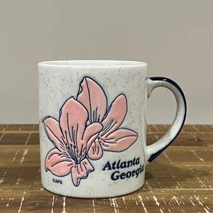 Vintage Atlanta Georgia mug, APS Atlanta Georgia pink azalea mug, speckled stoneware mug, Atlanta mug, gift for Atlanta lover, 10oz mug