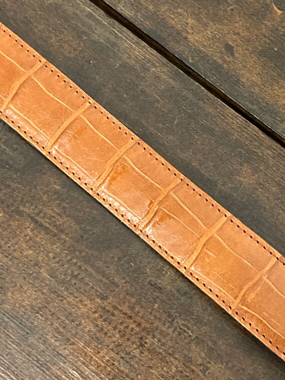 90s Spiegel leather chain belt, faux croc belt, b… - image 9