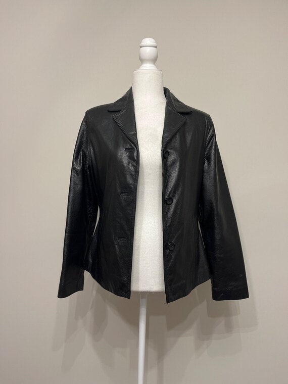 90s black leather jacket, Beyond Sport black leat… - image 2