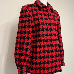 Vintage Pendleton red & black houndstooth coat, wool coat, 70s 80s Pendleton Woolen Mills coat, checked jacket, preppy short wool coat, 12