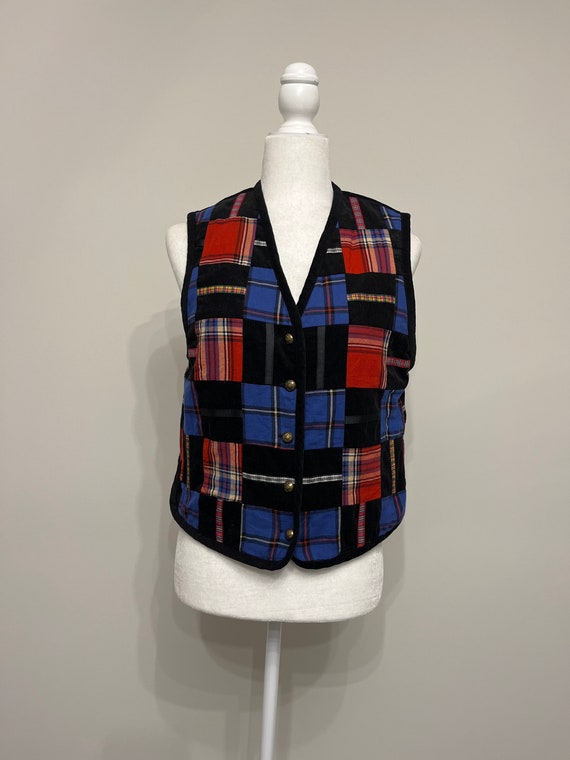 Vintage Susan Bristol Casuals patchwork vest, bla… - image 3