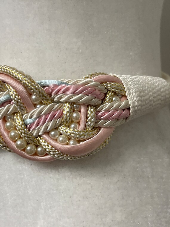 80s braided beaded belt, vintage wide rope belt, … - image 3