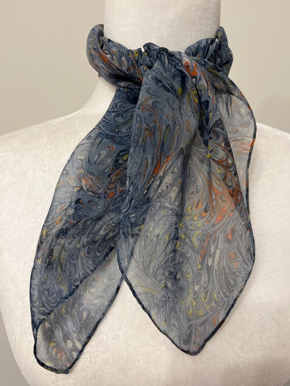 70s Burmel scarf, sheer abstract scarf, mod Kalei… - image 8