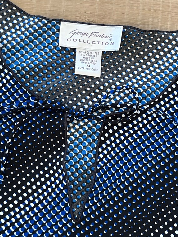 90s does 70s Giorgio Fiorlini blouse, blue polka … - image 10