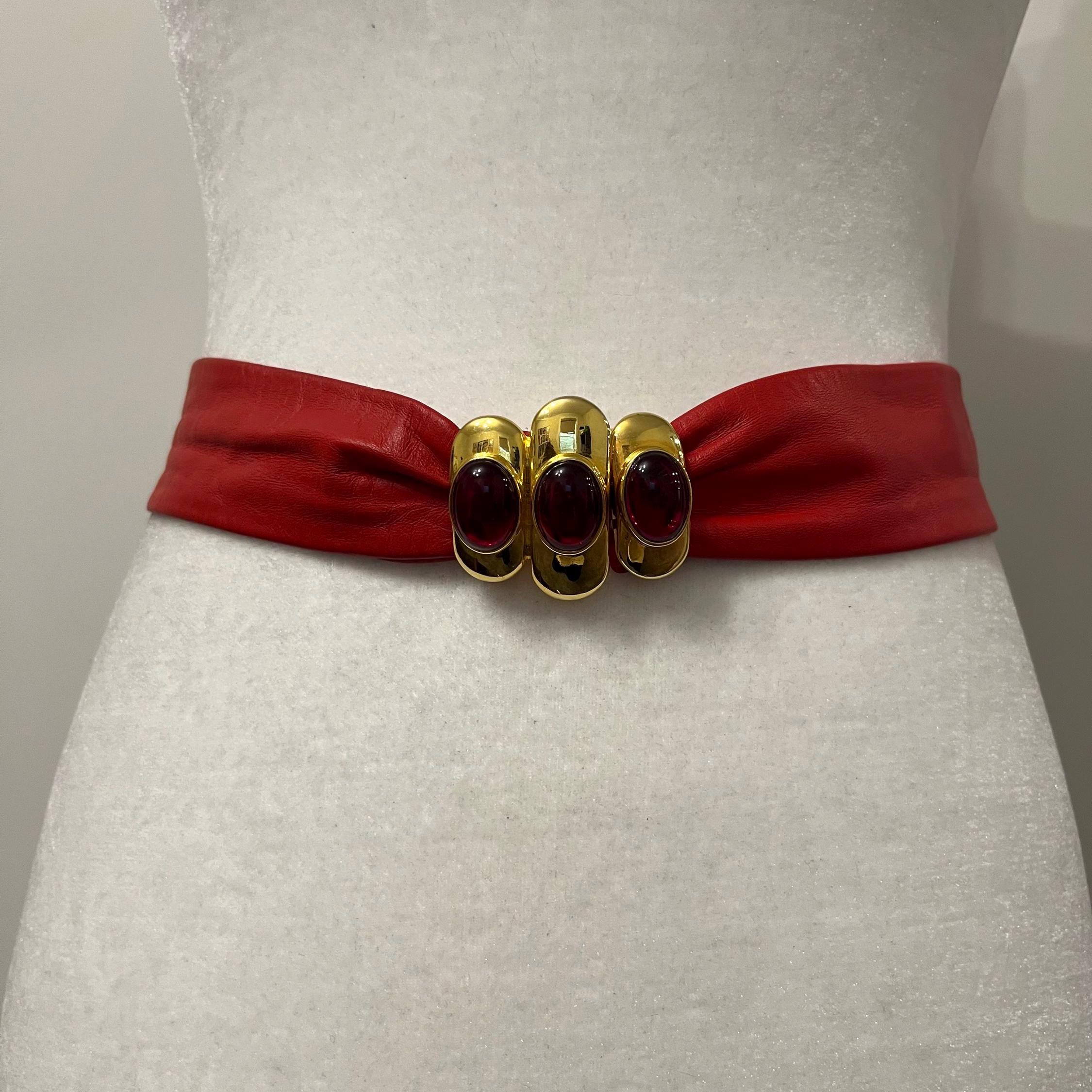 Liz Claiborne Red Belt with Gold Buckle Liz Claiborne Red Belts for Women for sale | eBay main image 3