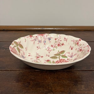 Johnson Bros Rose Chintz vegetable bowl, oval serving bowl, pink floral bowl, cottage decor, shabby chic bowl, 8.75” vegetable serving bowl
