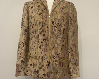 Vintage tapestry blazer, 90s Y2K Sag Harbor floral blazer, floral tapestry Fall blazer, size 10