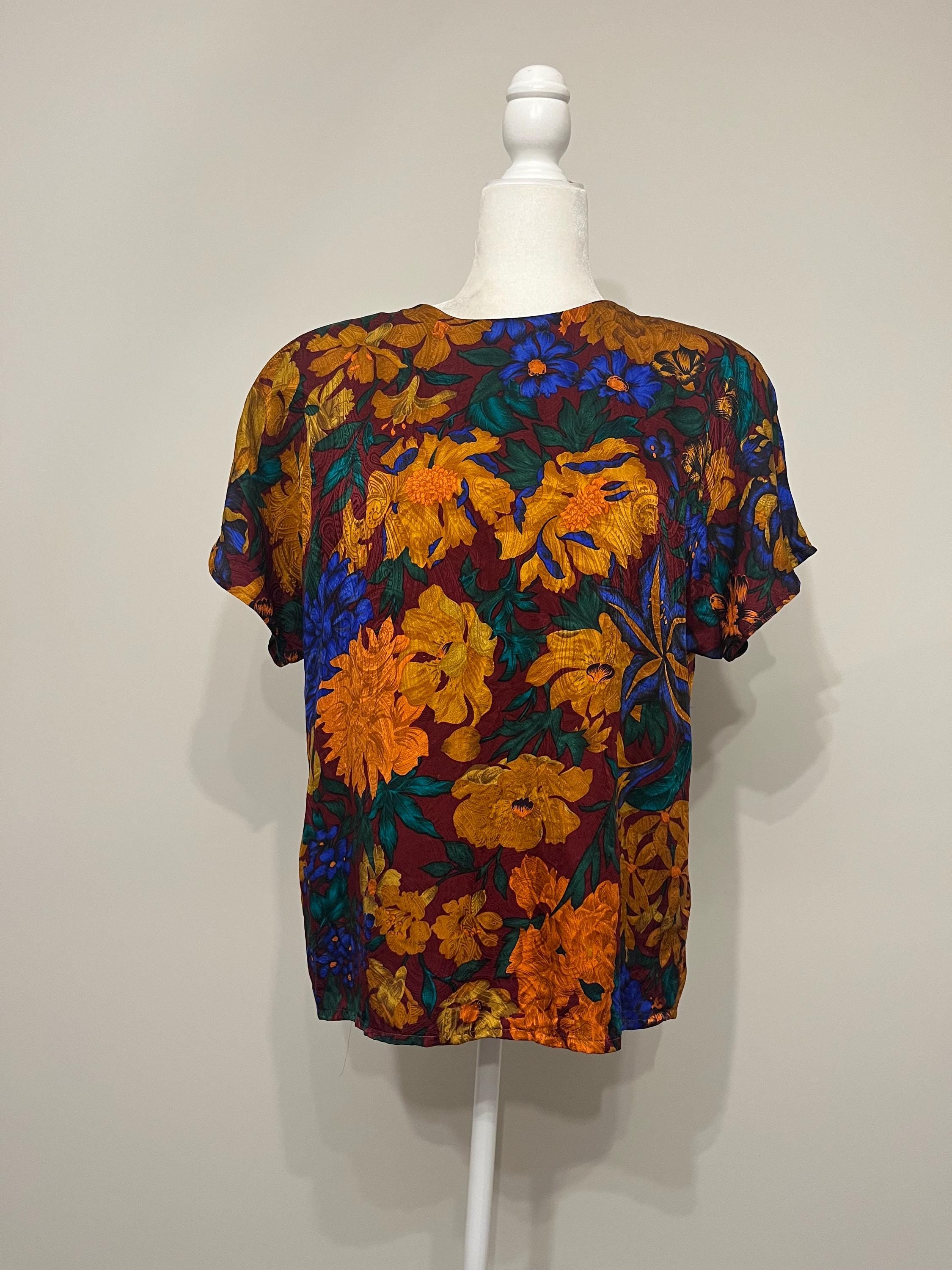 90s Floral Blouse - Etsy