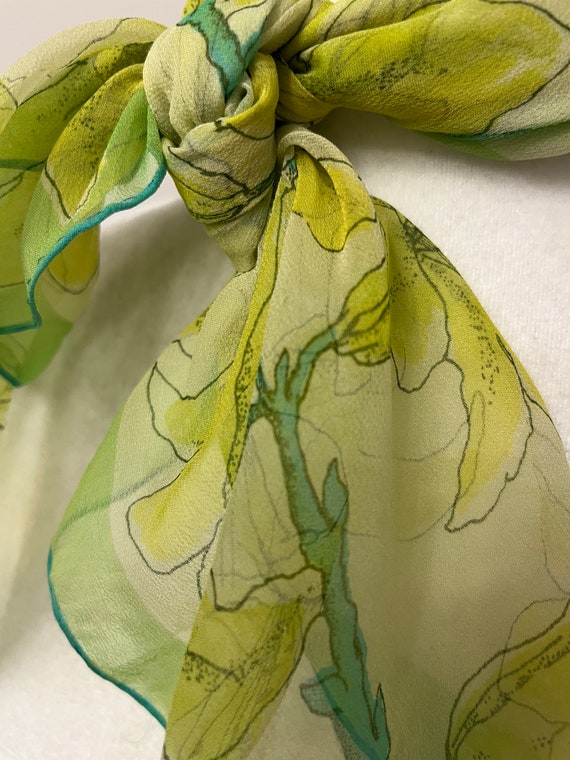 60s Vera floral scarf, verasheer silk vinal scarf… - image 3