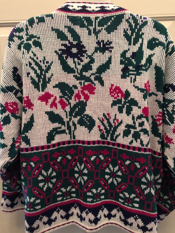 80s Gitano floral sweater, mock neck floral snowf… - image 5