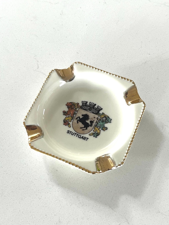 Vintage Stuttgart porcelain ashtray, Gerold Porzellan Bavaria ashtray,  3.25” miniature ashtray, cigarette ashtray