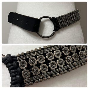 Antoniazzi Firenze Black Leather Concho Belt With Rhinestones Antoniazzi Firenze Belt Womens Size XL Extra Large Black  main image 4