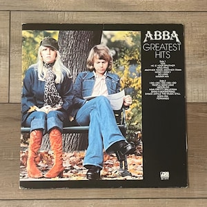 ABBA Greatest Hits album, 1975 ABBA album, vintage Abba record, Abba vinyl, compilation album, SOS, Waterloo, Mamma Mia, 70s upbeat music