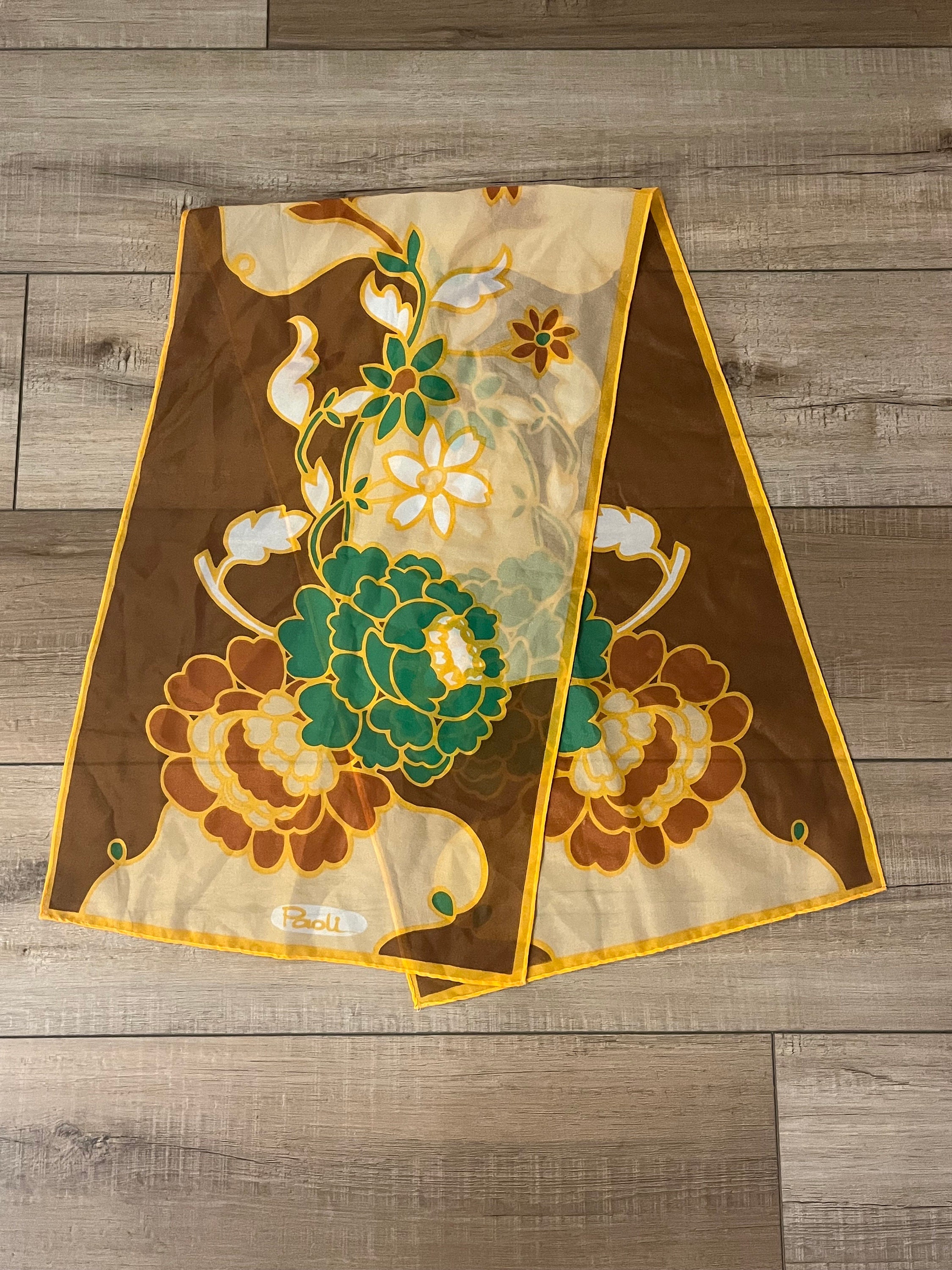 Foulard En Soie Vintage Les Vieilles Pendules - 75 X 77 Cm - Couleur Marron - Occasion