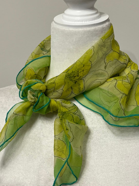 60s Vera floral scarf, verasheer silk vinal scarf… - image 6