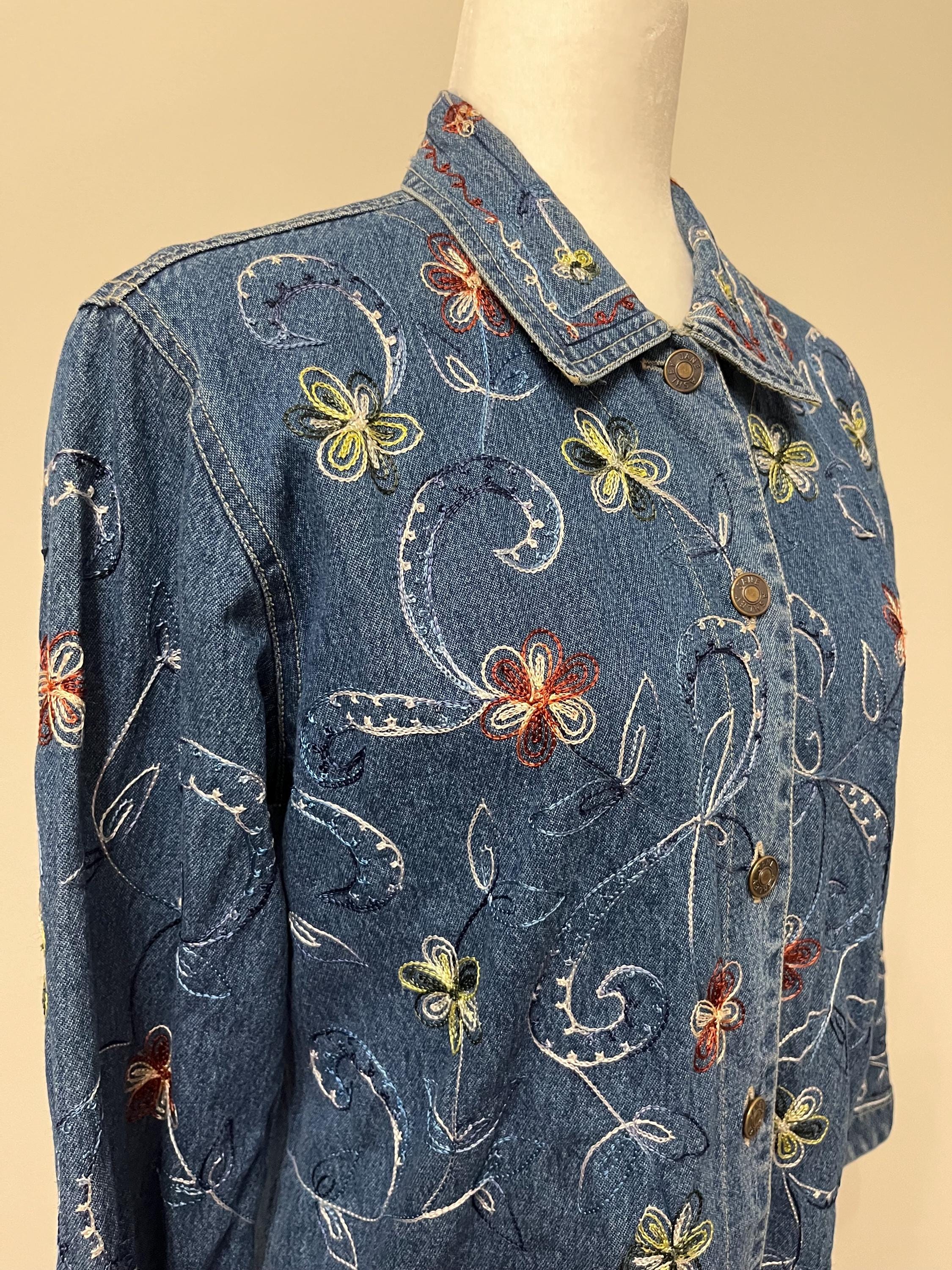 90s Floral Denim Jacket Jane Ashley Petite Denim Jacket