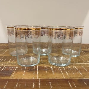 5 vasos para jugo vintage, vasos dorados con uvas y hojas, vasos elegantes para jugo, vasos para jugo MCM, vasos para jugo de 8 oz, vasos estilo cottage