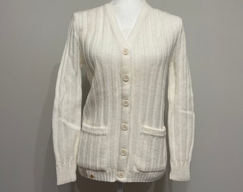 トップス 70s puritan acrylic knit cardigan 70s 80s Puritan Men's Golf Cardigan, Ivory Orlon Acrylic Cardigan