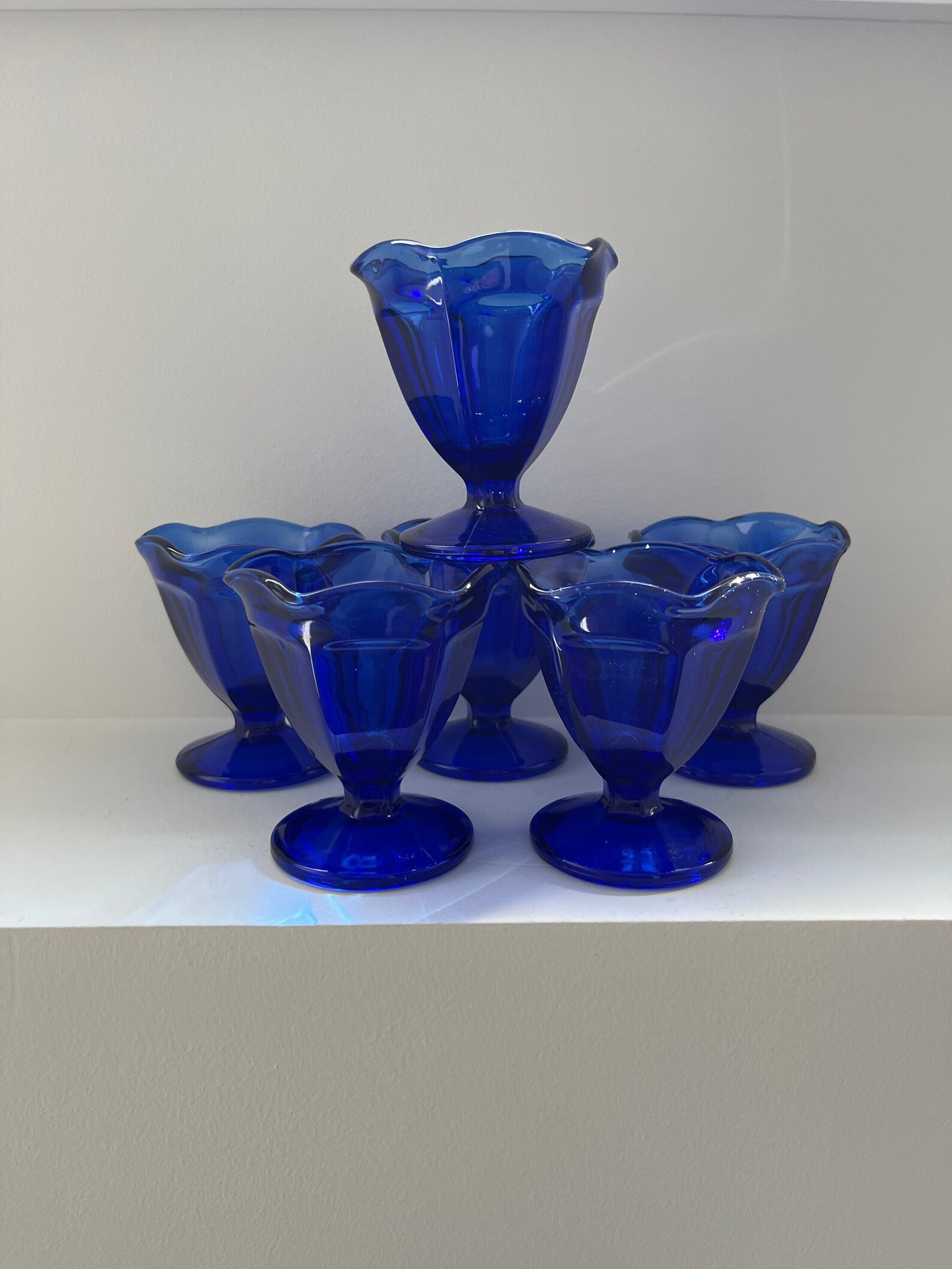 6 Anchor Hocking Cobalt Blue Dessert Bowls Vintage Sundae Etsy