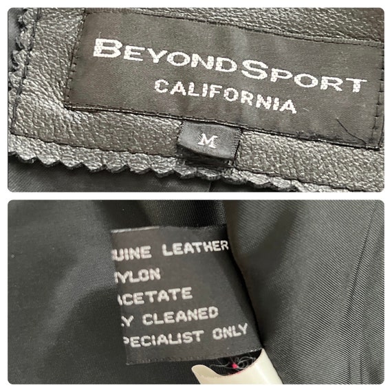 90s black leather jacket, Beyond Sport black leat… - image 10