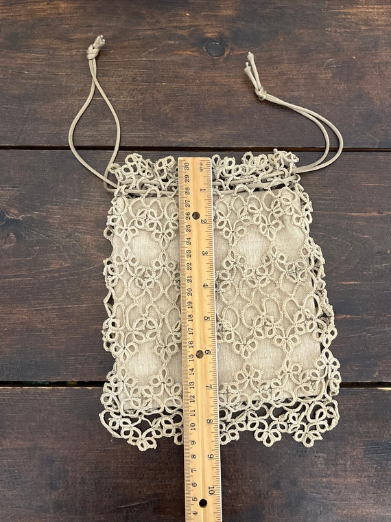 Antique tatted reticule, 1800s Victorian reticule, an… - Gem