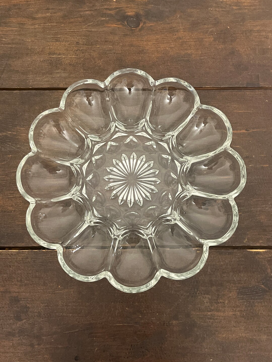 Vintage Glass Deviled Egg Plate Floral Deviled Egg Plate Etsy