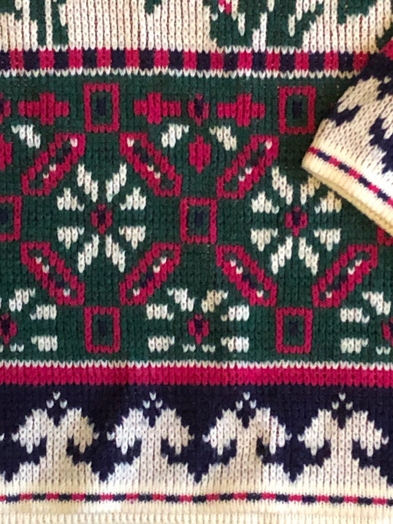 80s Gitano floral sweater, mock neck floral snowf… - image 8