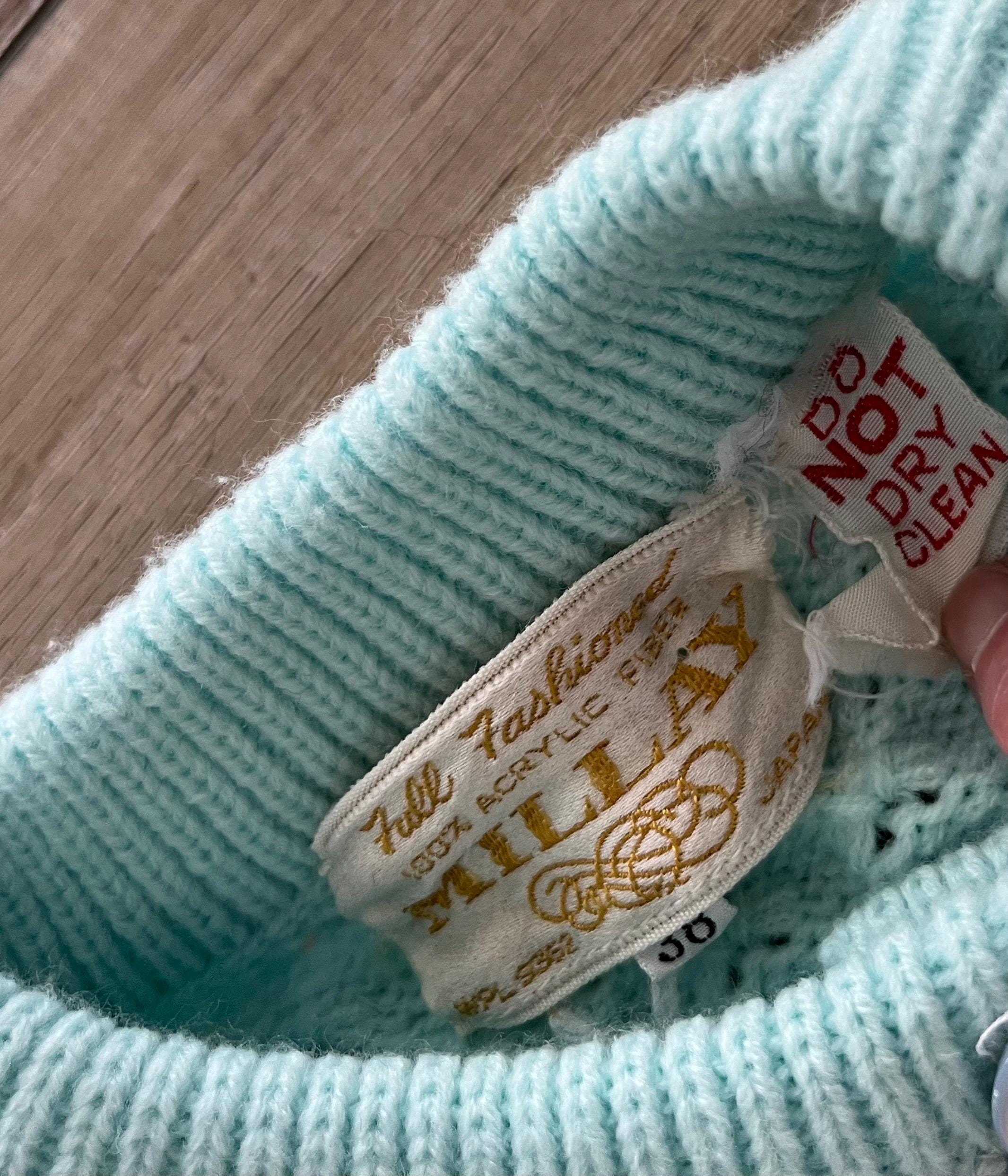 60s Millay Robins Egg Blue Cardigan, Full Fashioned Acrylic