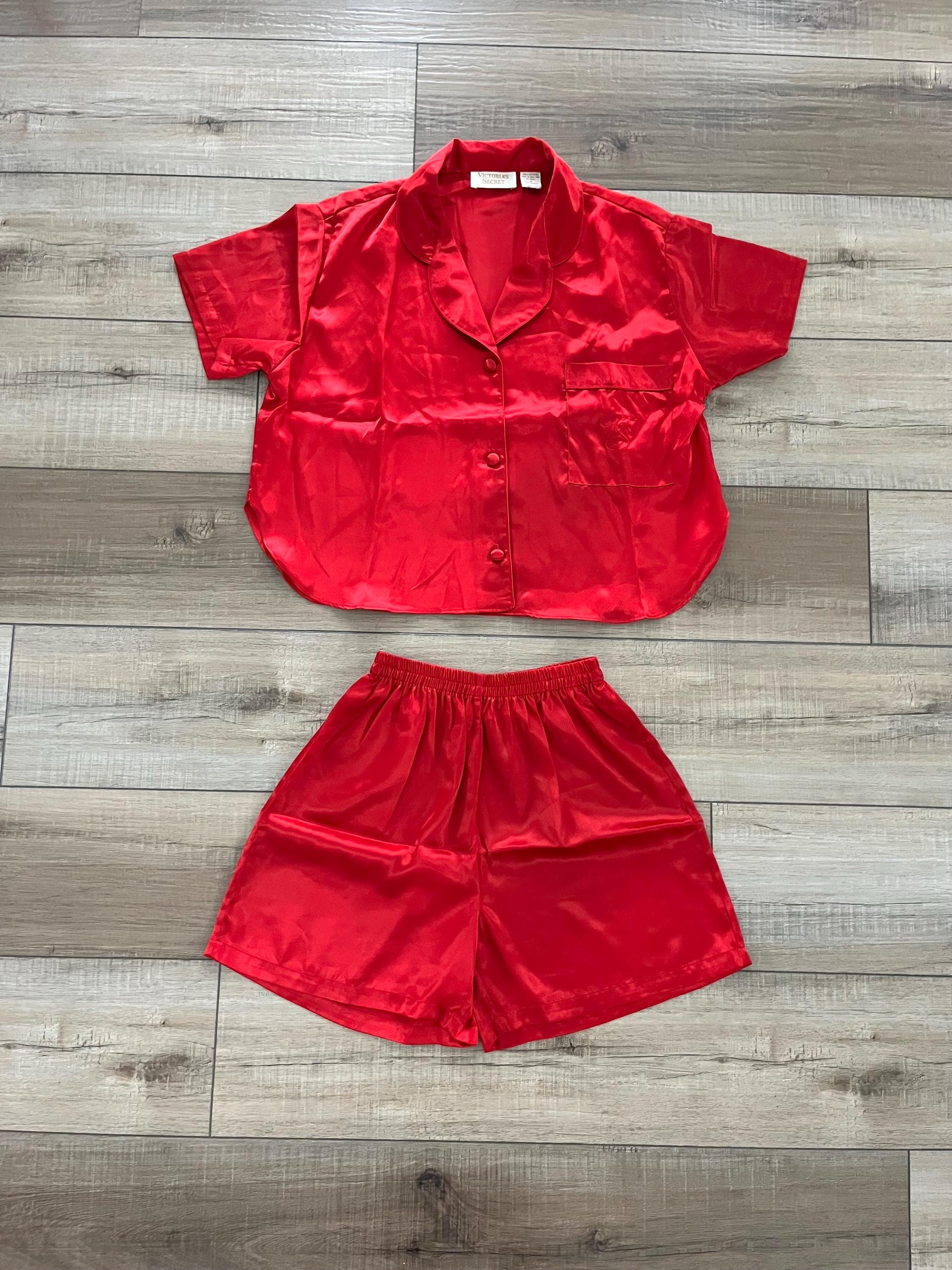 Vintage Victoria's Secret Red Pajamas, Victorias Secret Gold Label